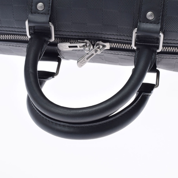 LOUIS VUITTON Infini Keepall Bandouliere Black Leather Bag - Picture 3 of 9